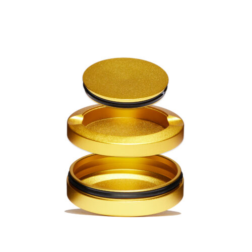 Goldene Alu Snus Dose mit Entsorgungsfach für Snus Tabak