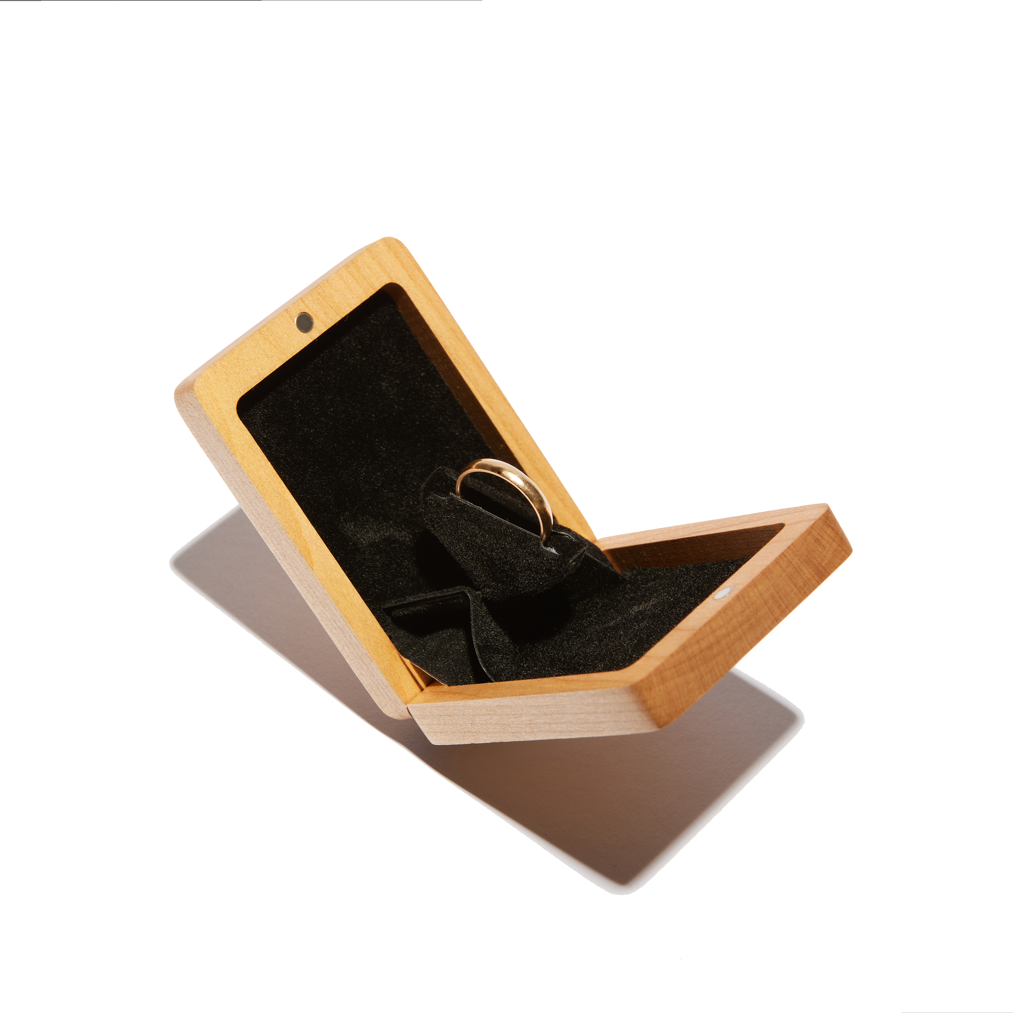 WoodYu - Ringbox mit raffiniertem Klappmechanismus, Kirschholz